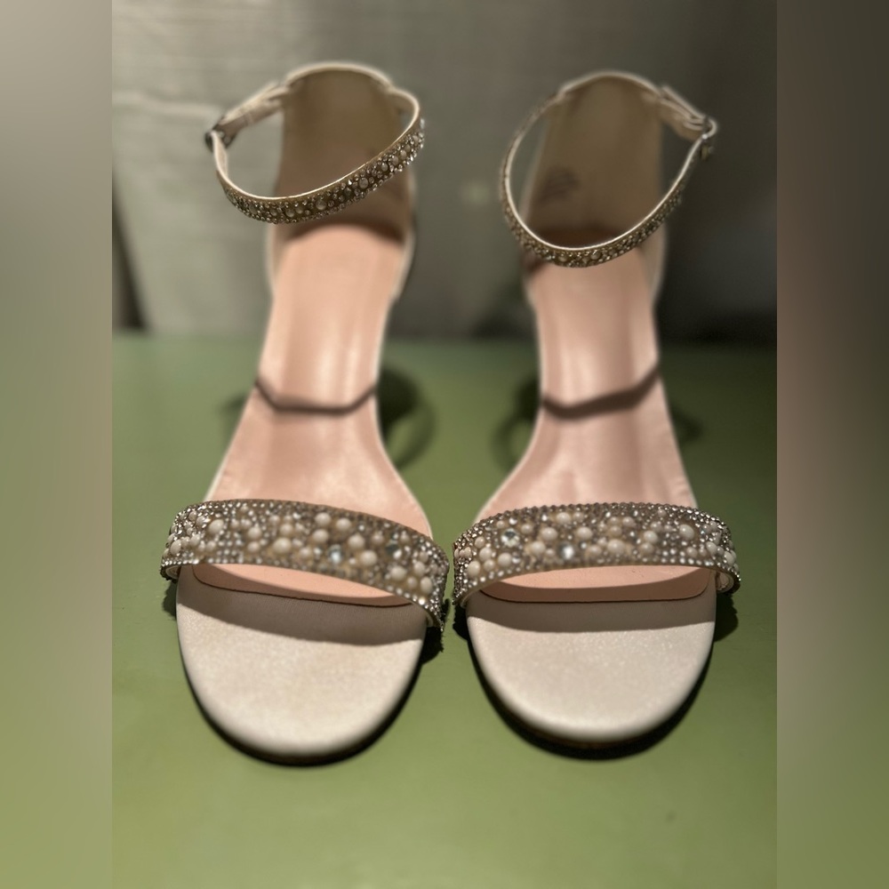 David's Bridal Crystal and Jewel Embellished Wedge Sandal